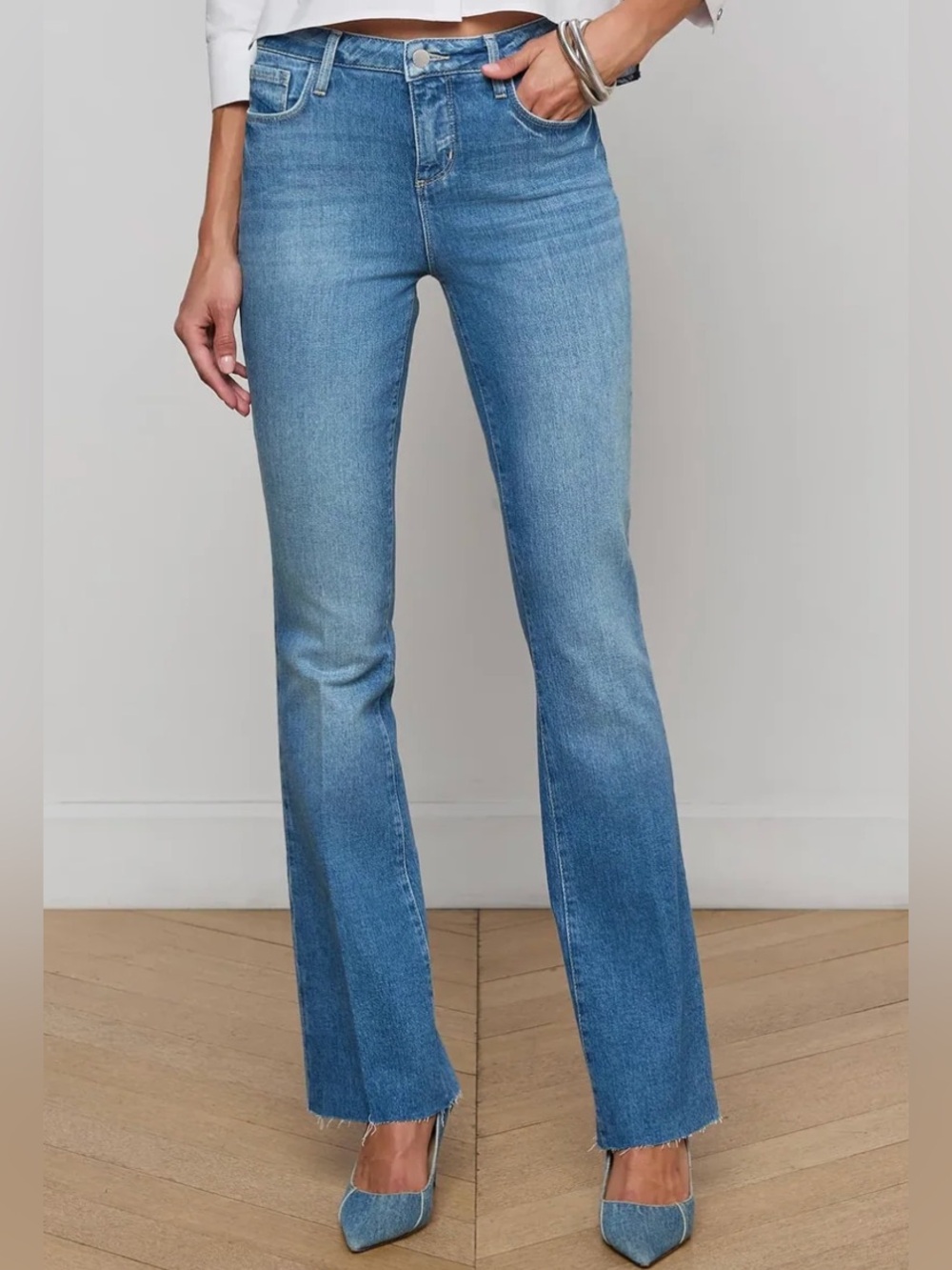 L'AGENCE Ruth High Rise Flare Jeans Medium Wash Size 25